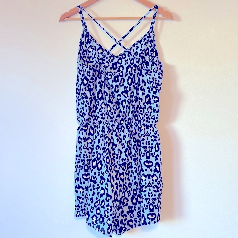 CY Fashion Boutique Animal Print Criss Cross Strap Romper - Picture 2 of 4